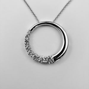 1.00 ct TW natural diamond circle pendant in 14K White Gold