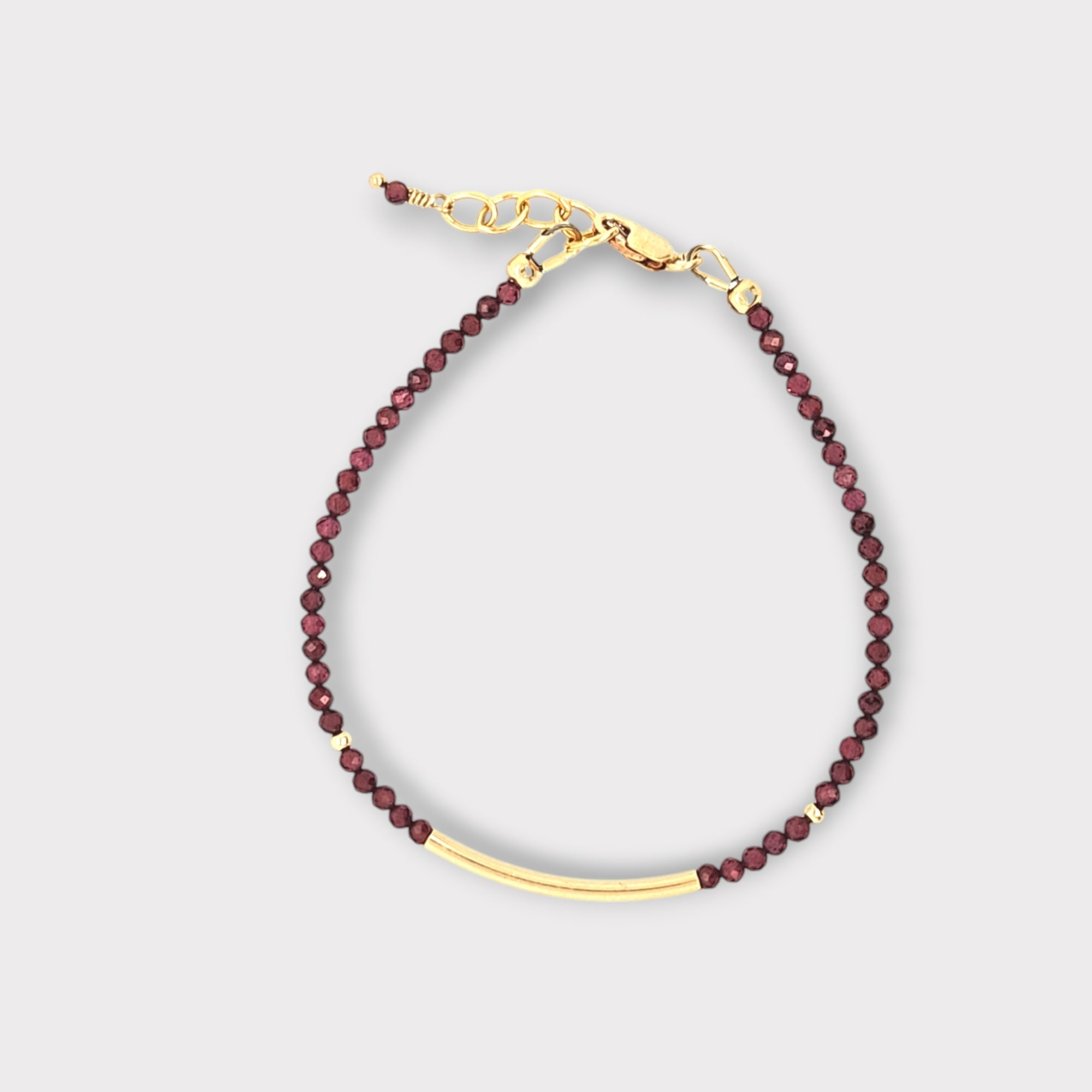 Faceted Garnet Bracelet with Gold Bar