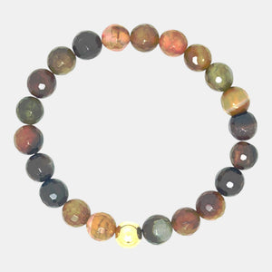 8mm faceted multicolor agate stretch bracelet with 14K gold-filled accent bead
