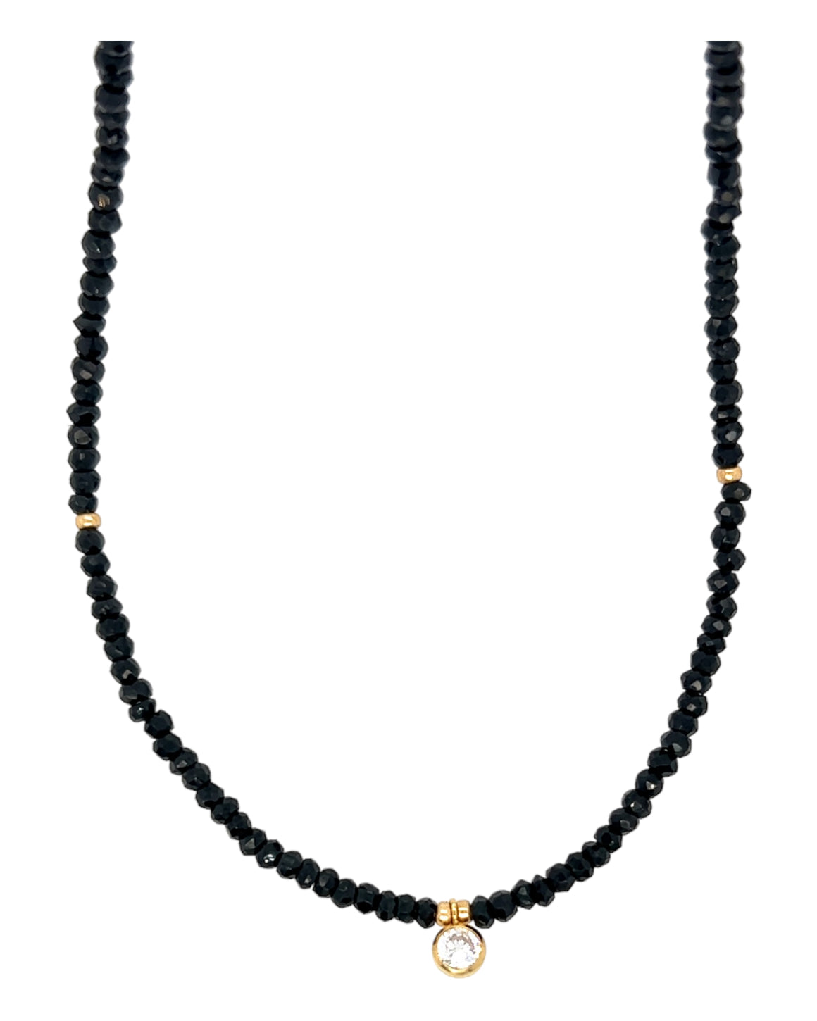 Black Spinel Necklace w/ CZ
