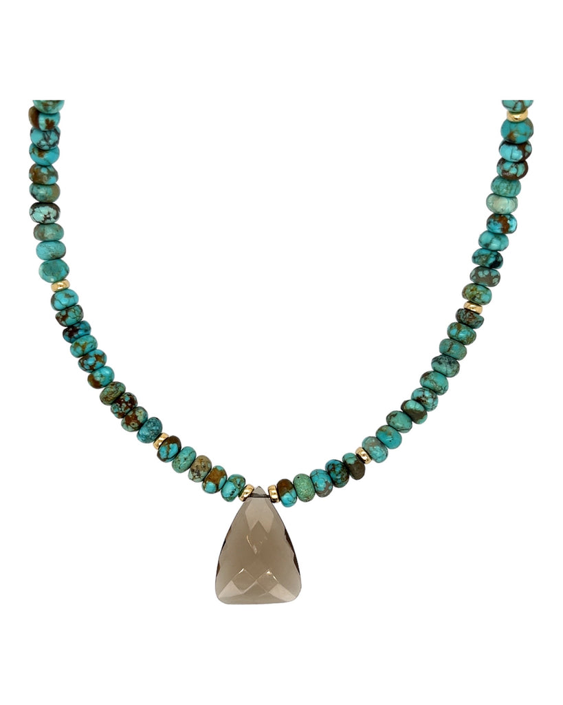 Genuine Turquoise and Smokey Quartz Necklace
