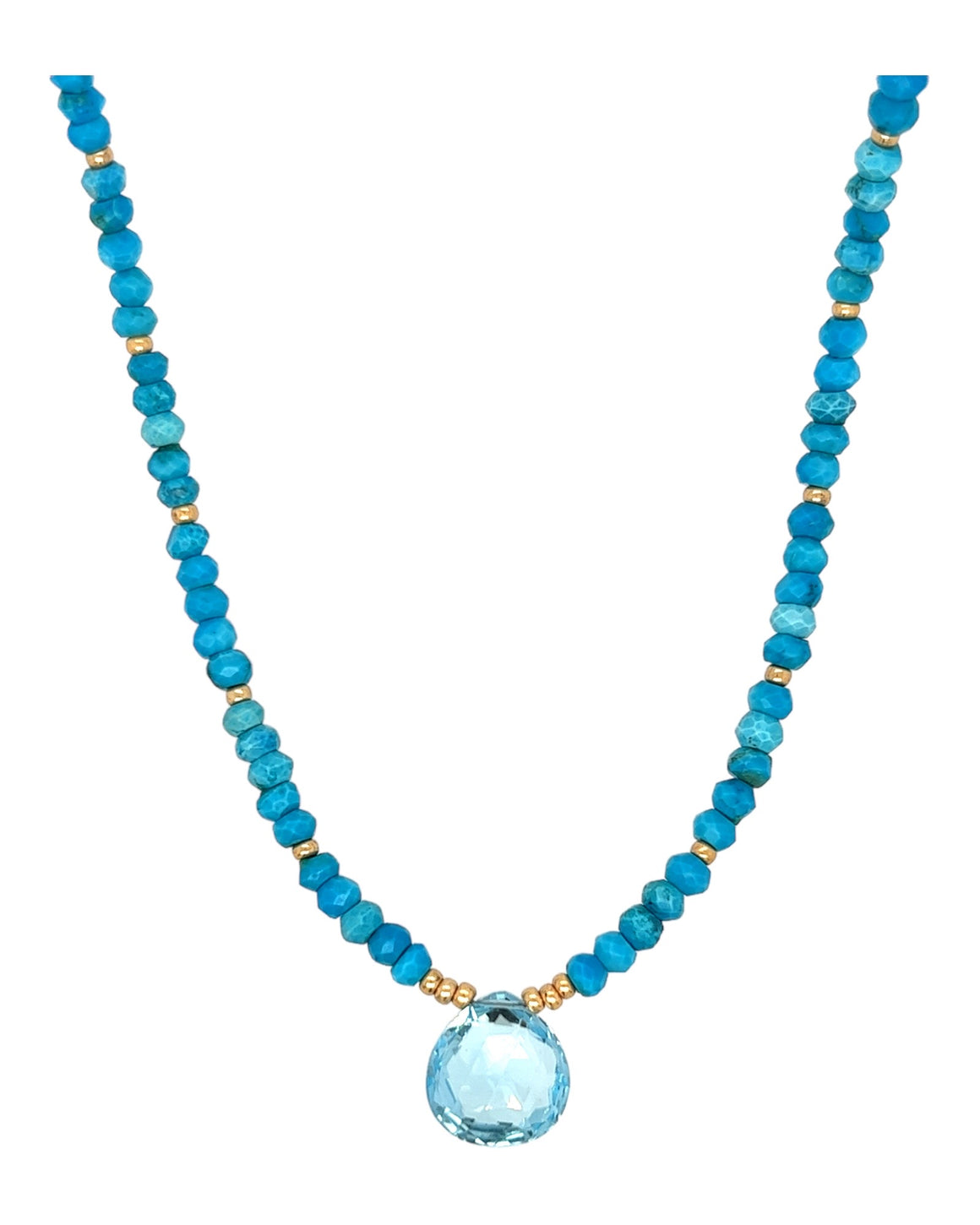 Faceted Genuine Turquoise Necklace w/ Blue Topaz