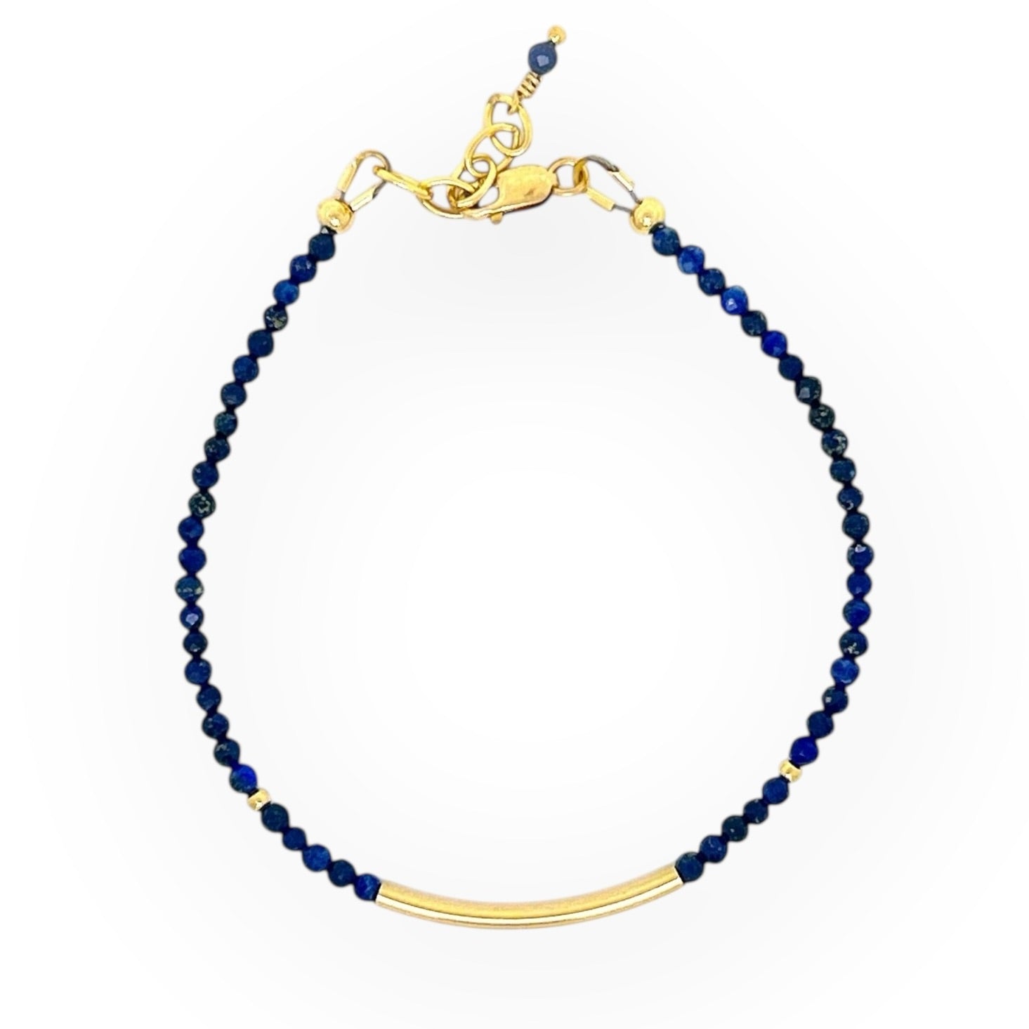 Faceted Lapis Lazili Bracelet with Gold Bar
