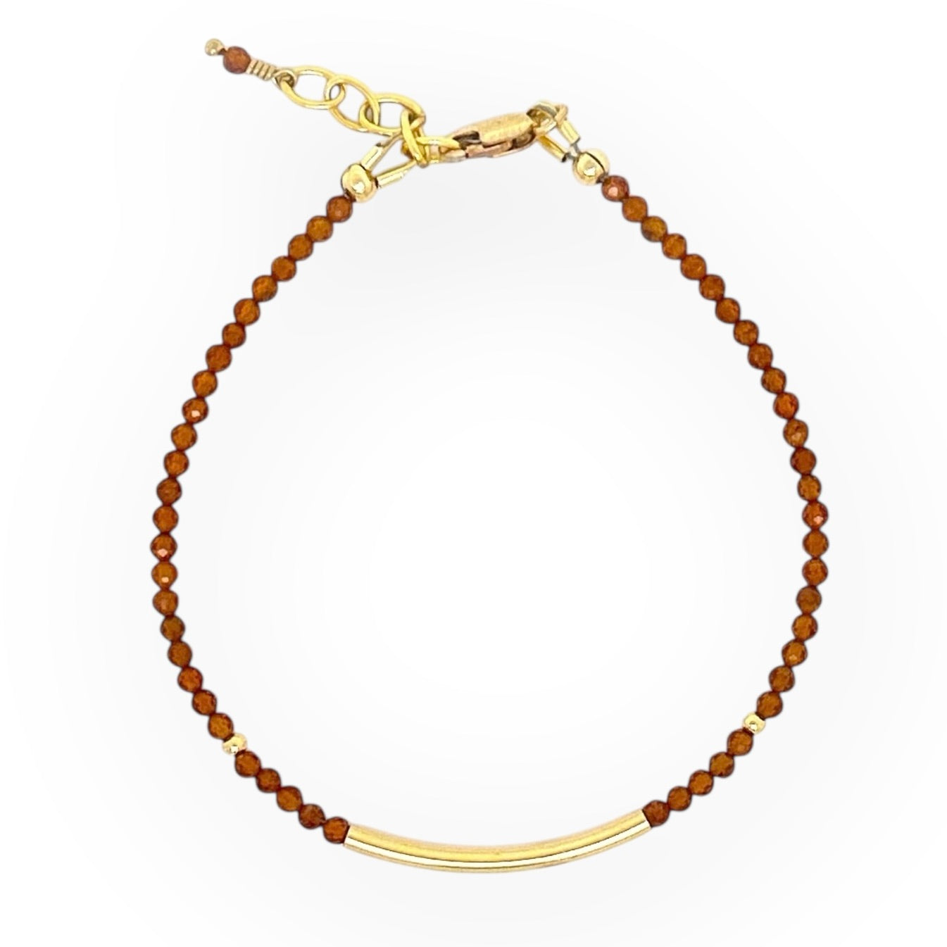 Faceted Hessonite Garnet Bracelet with Gold Bar