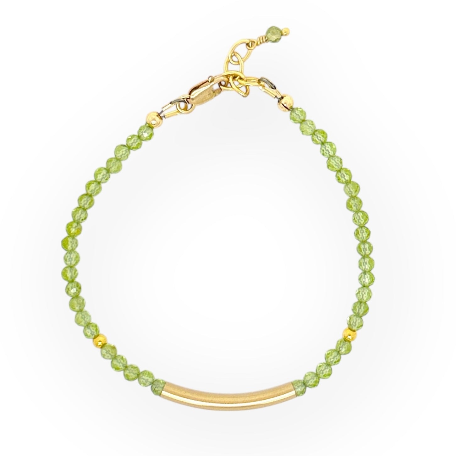 Faceted Peridot Bracelet with Gold Bar