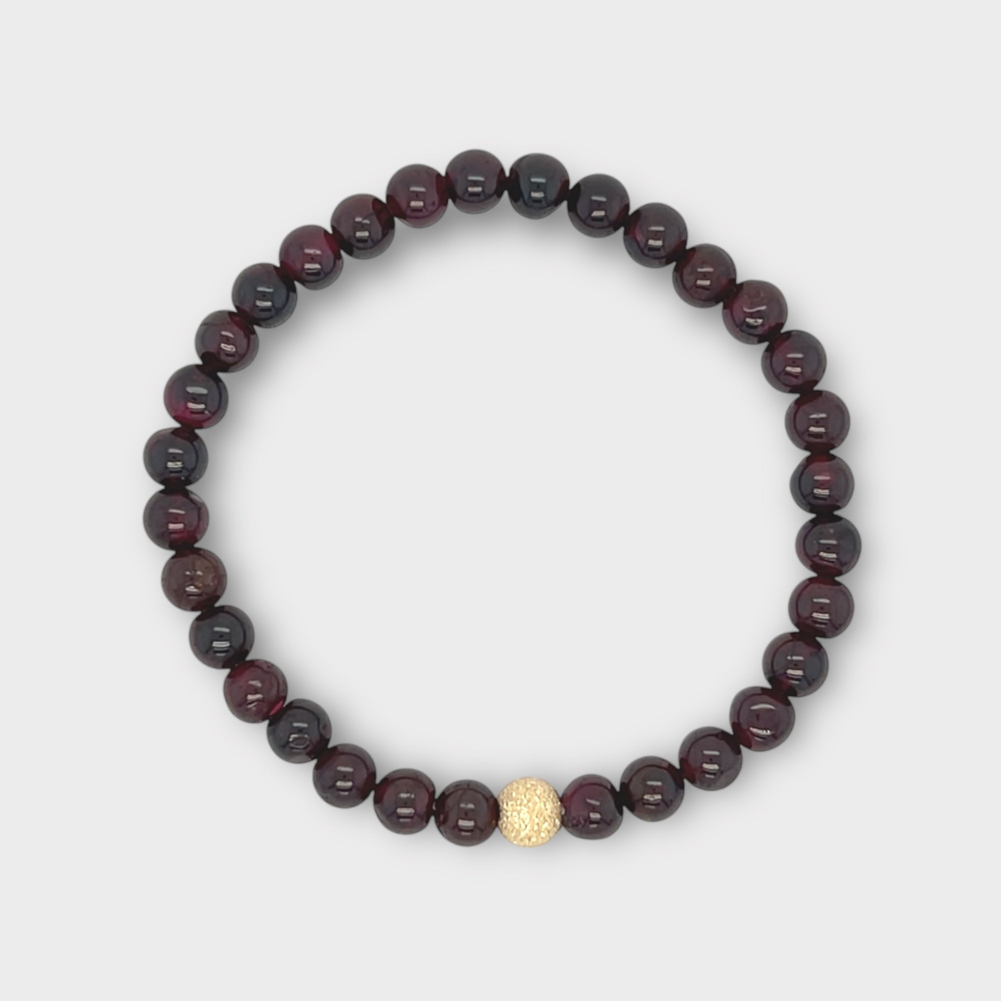 Garnet Bracelet with Textured Gold Ball