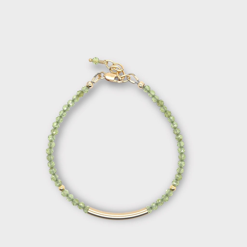 Faceted Peridot Bracelet with Gold Bar