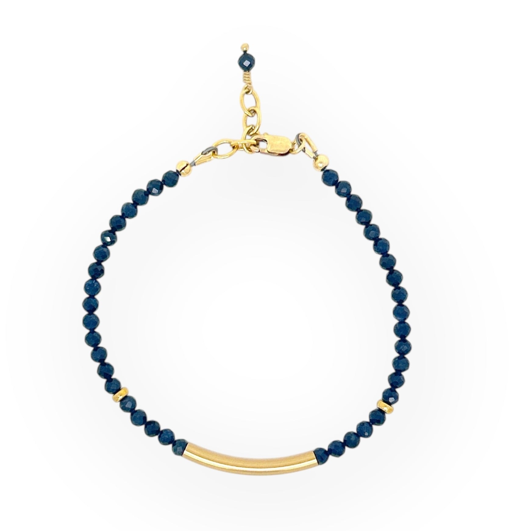 Faceted Blue Sapphire Bracelet with Gold Bar