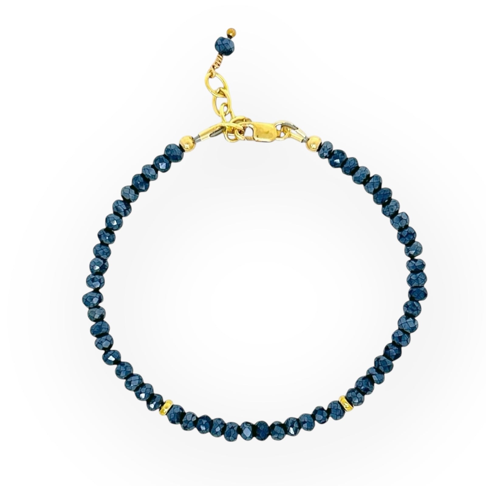 Faceted Dark Blue Sapphire Bracelet