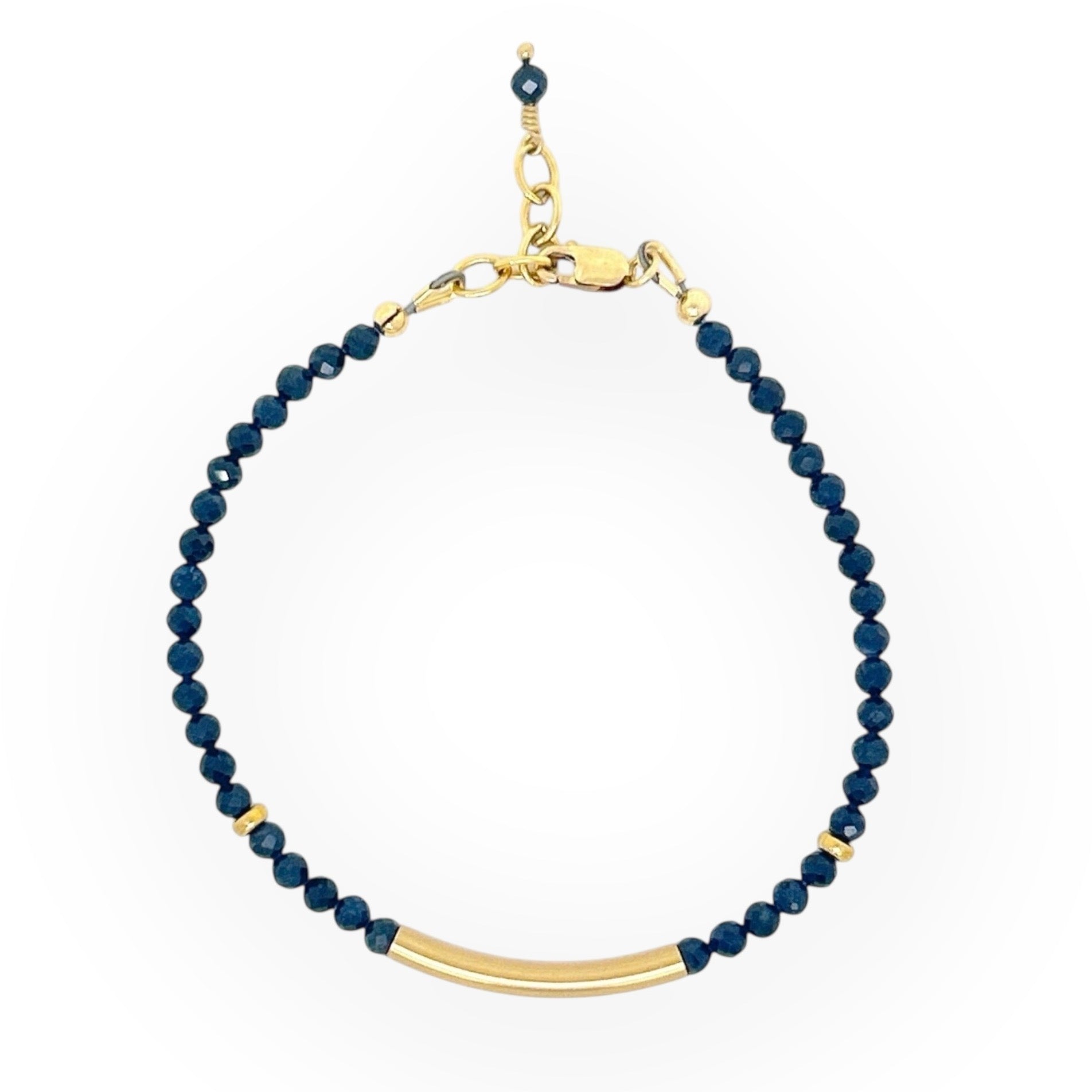 Faceted Blue Sapphire Bracelet with Gold Bar
