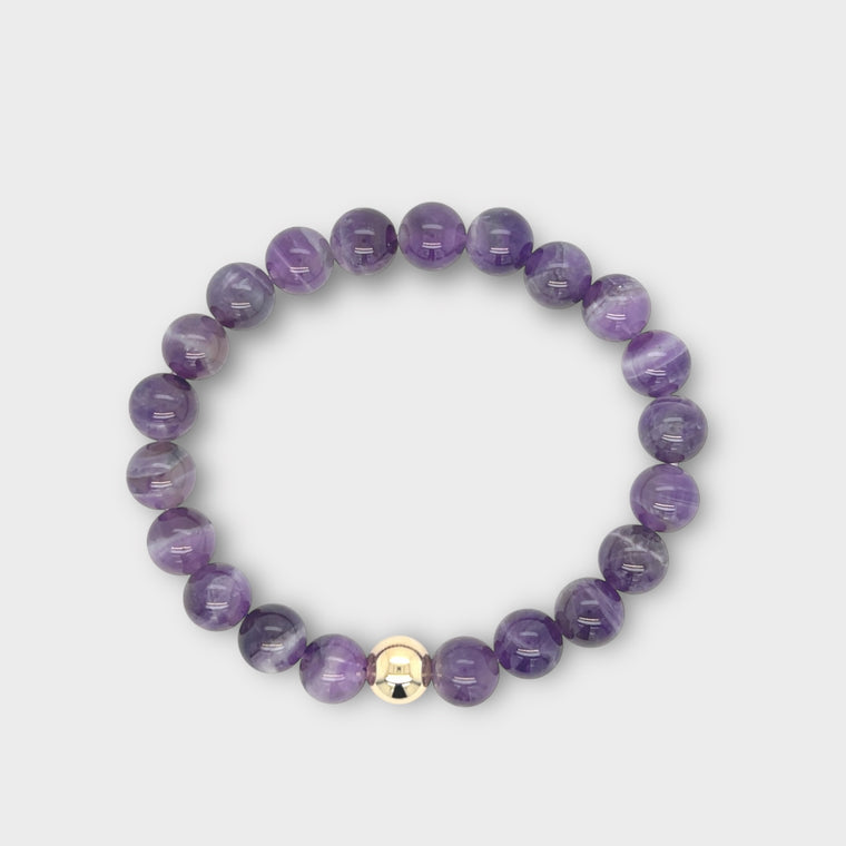 Amethyst Bracelet with Gold Ball