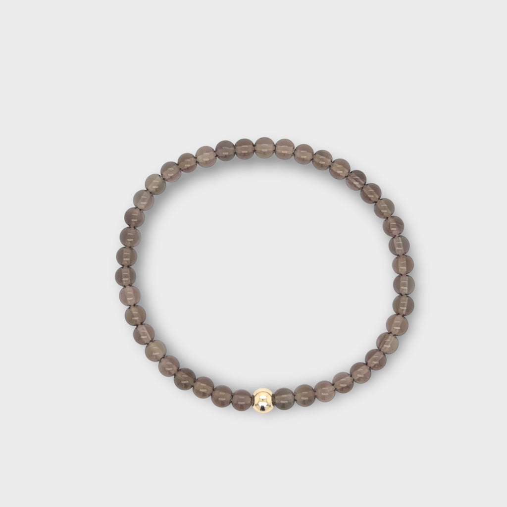 Smokey Quartz Bracelet with Gold Ball