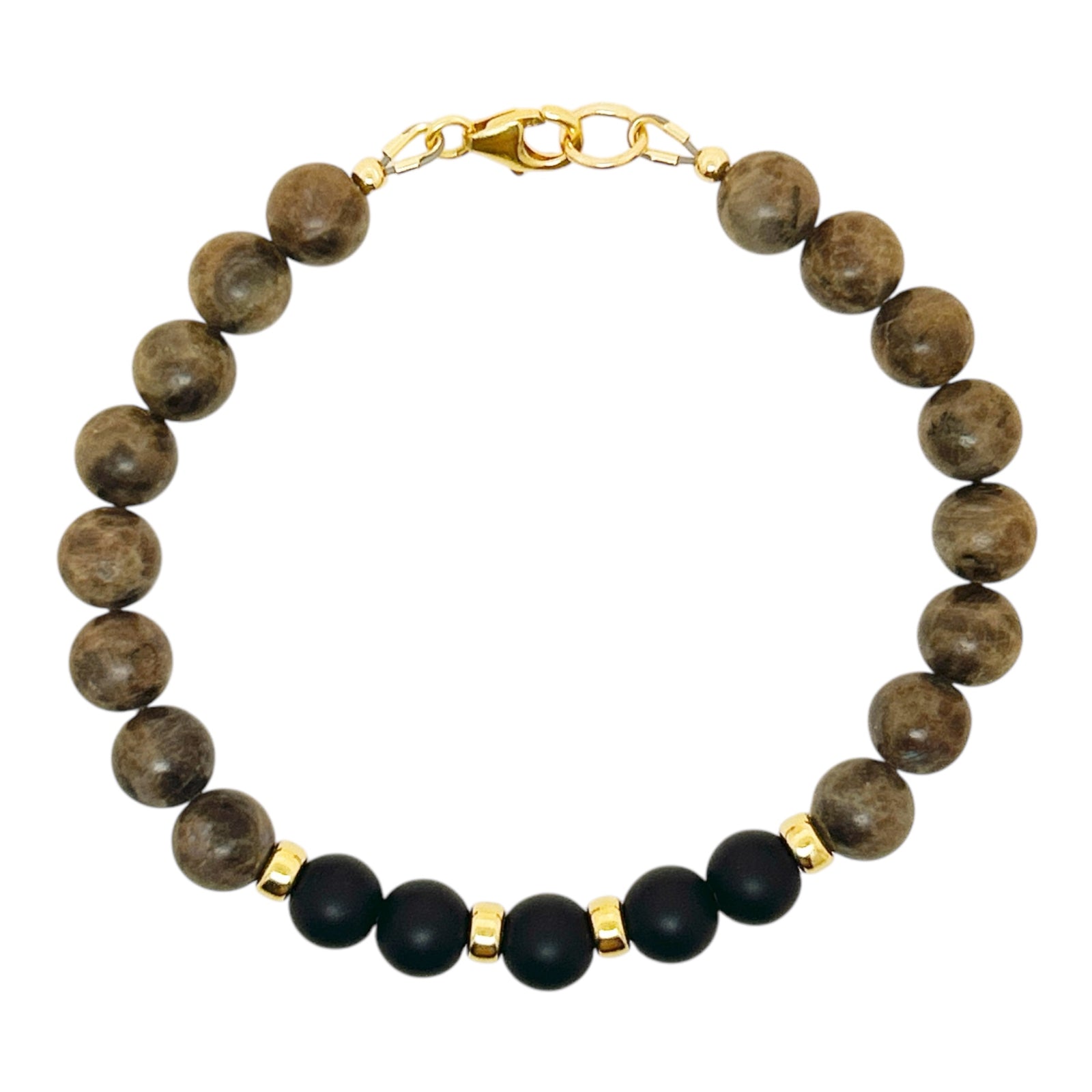 Chocolate Labradorite and Matte Black Onyx Men's Bracelet