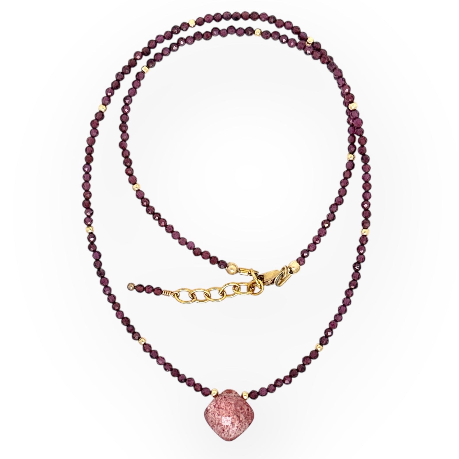 Faceted Garnet Necklace with Strawberry Quartz