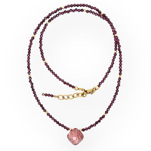 Faceted Garnet Necklace with Strawberry Quartz