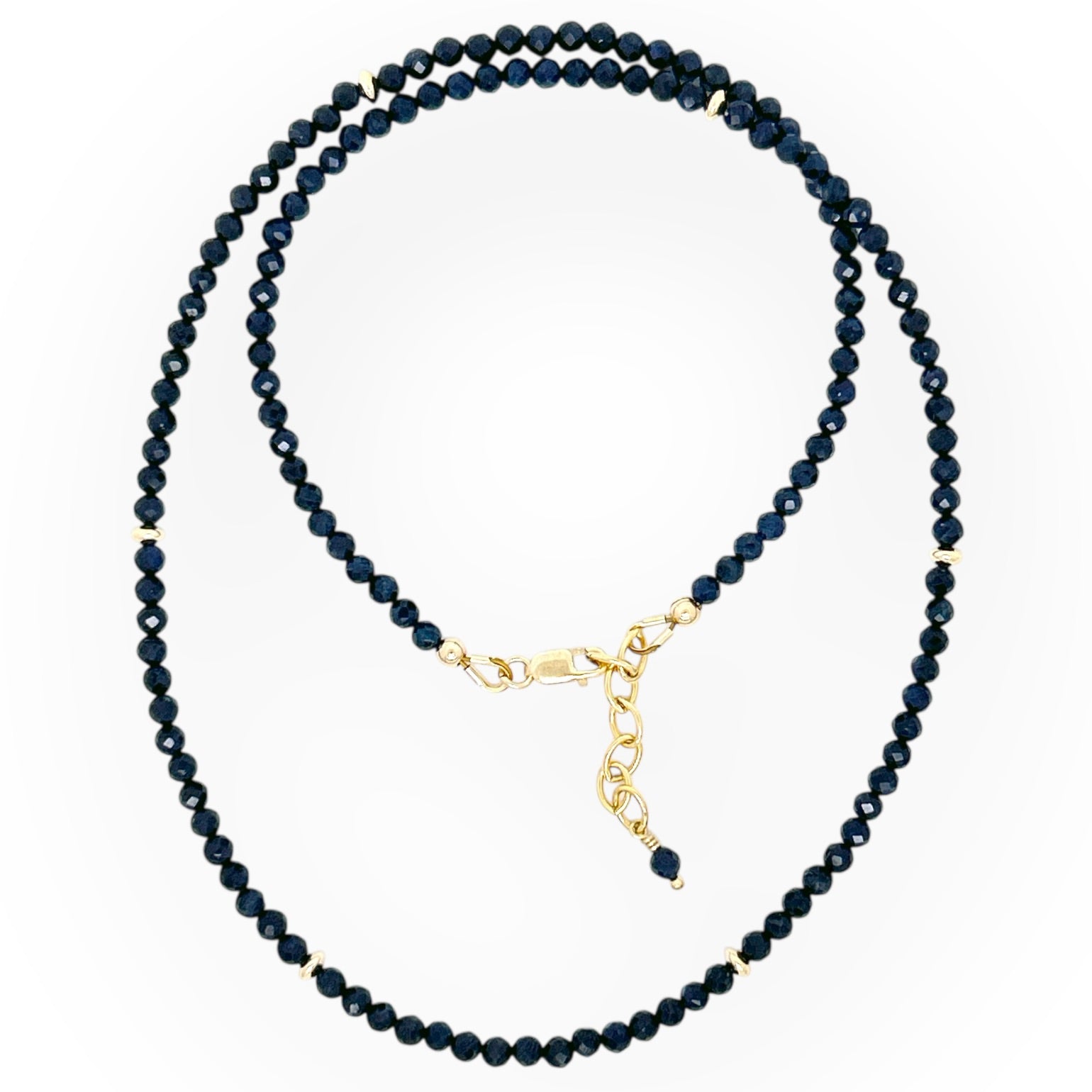 Faceted Dark Blue Sapphire Necklace