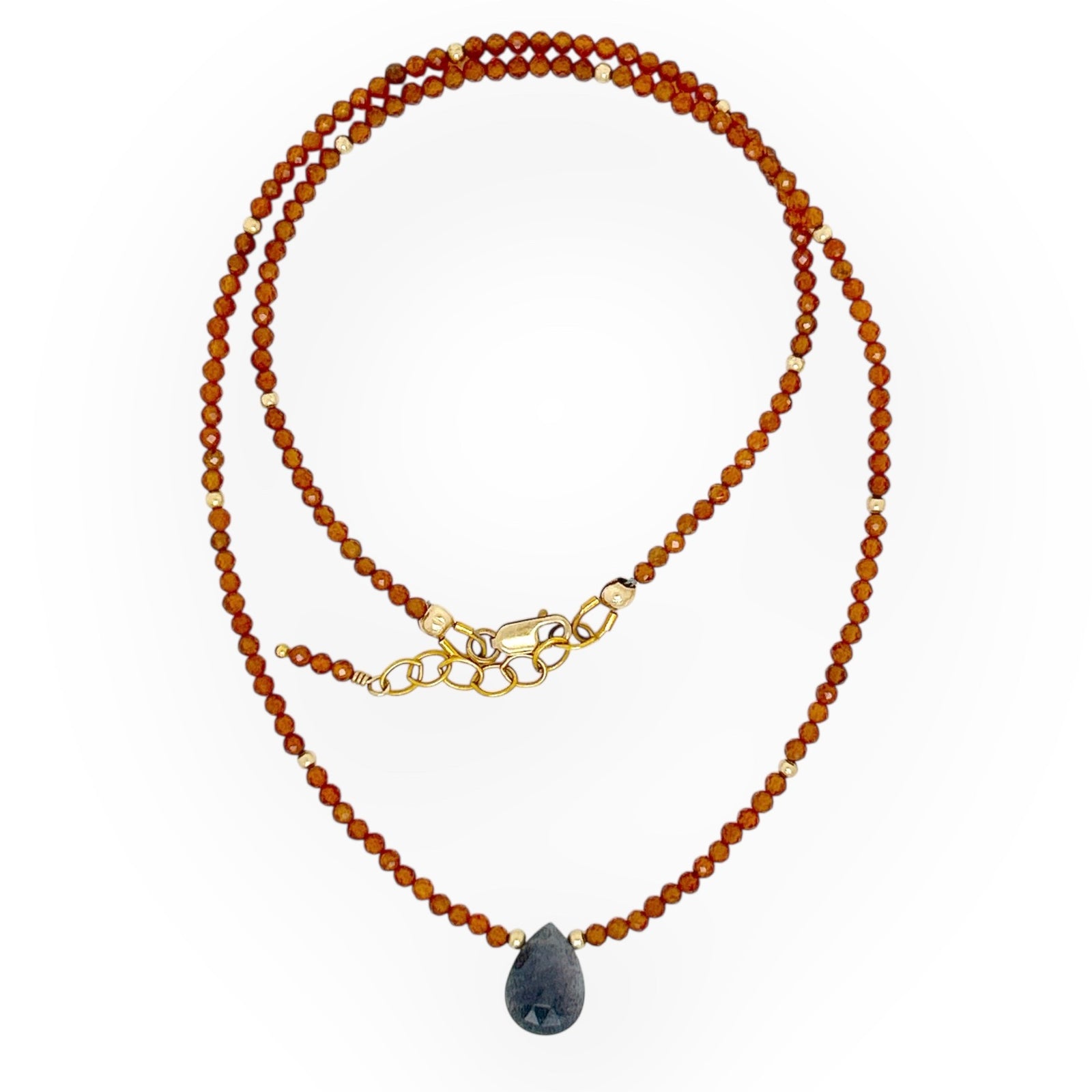 Hessonite Garnet Necklace with Black Moonstone