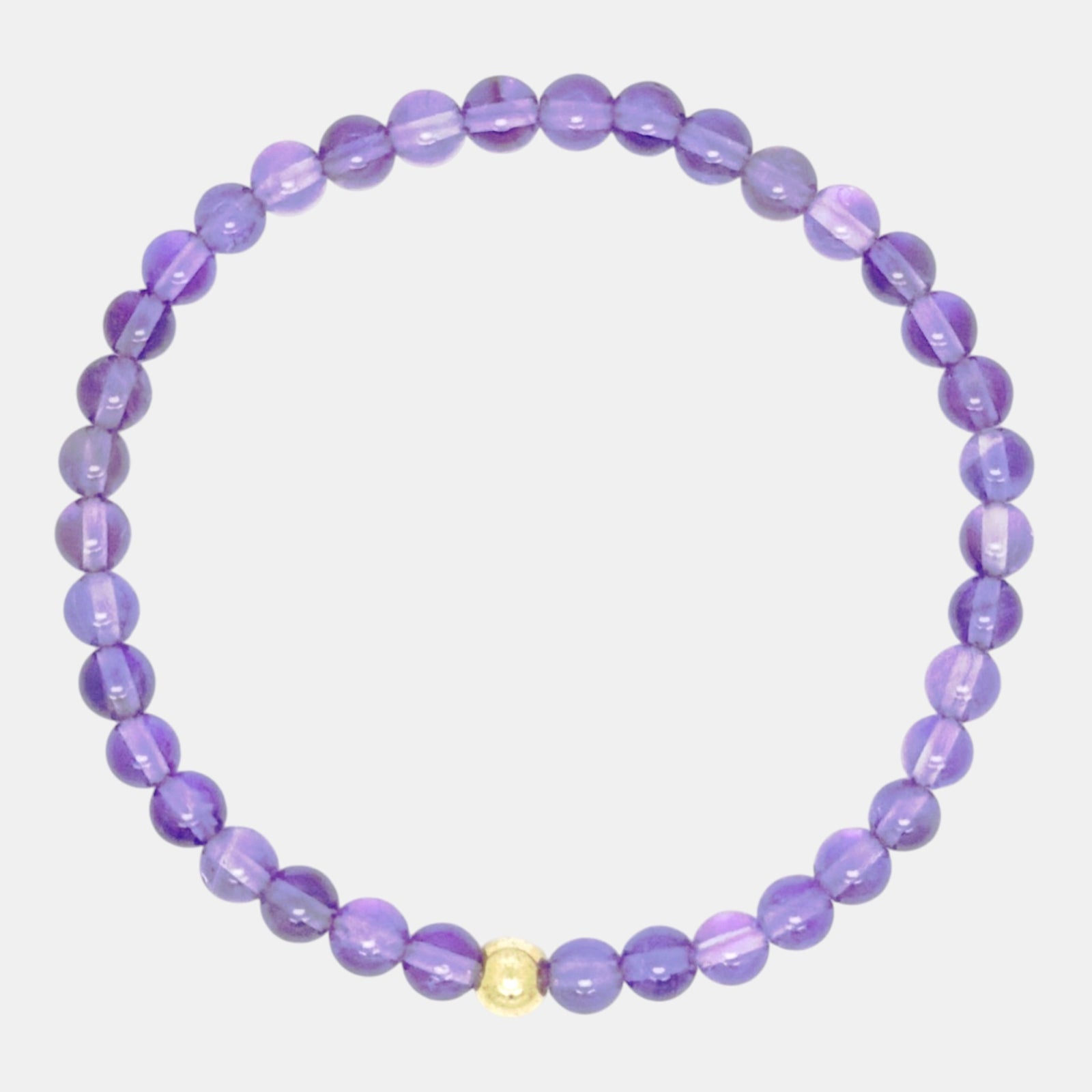 Amethyst stretch bracelet with gold-filled accent bead
