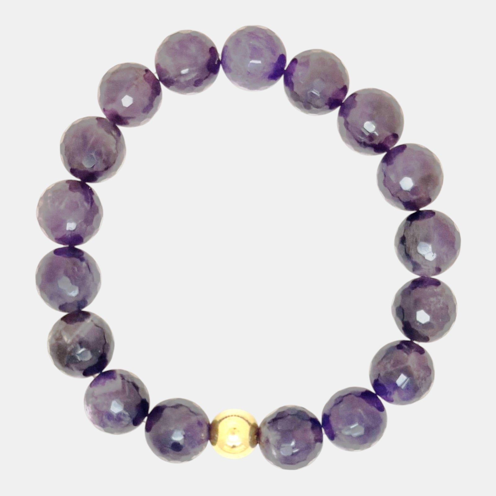 Faceted amethyst stretch bracelet with 14K gold-filled accent ball