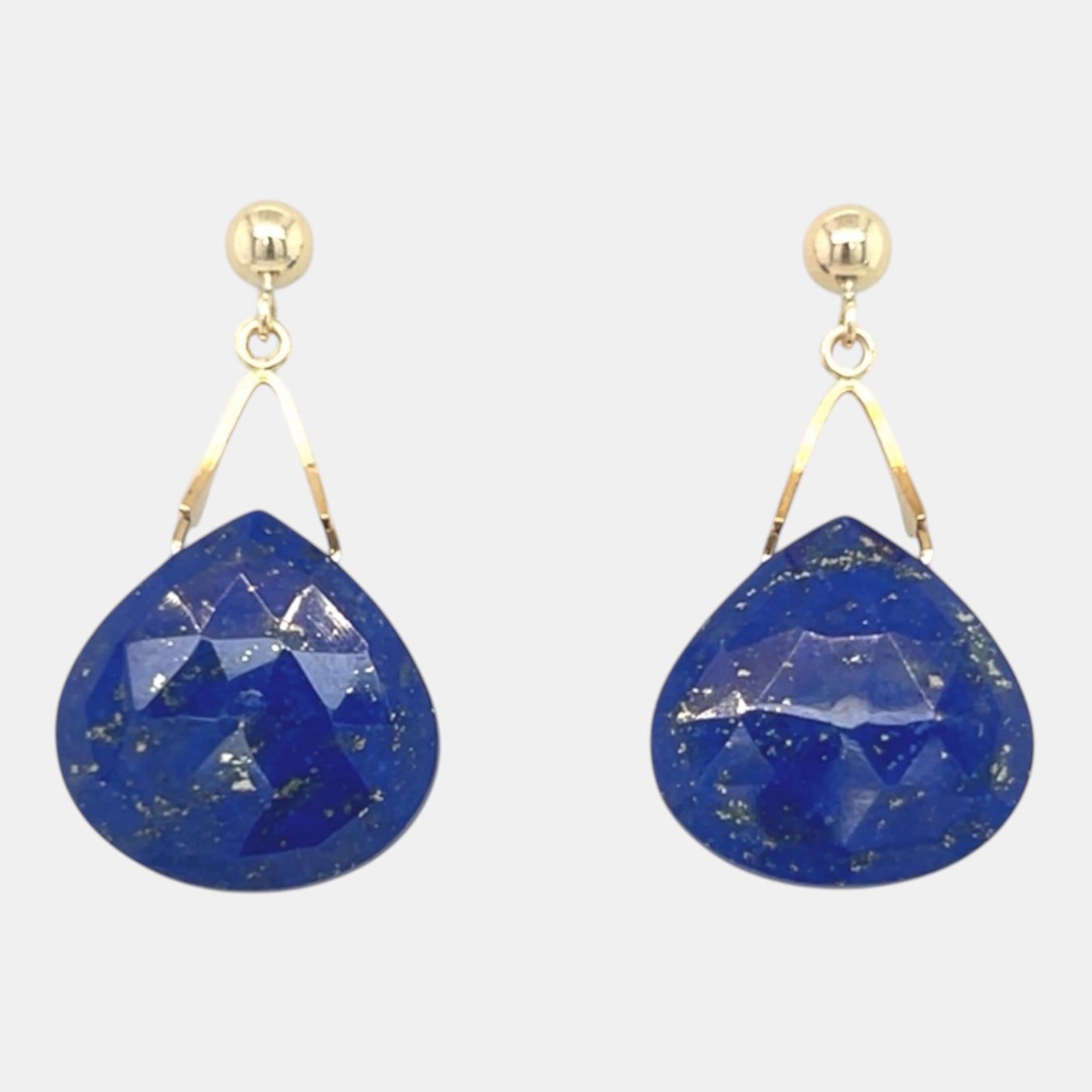 Faceted blue lapis lazuli drop earrings with gold-filled posts