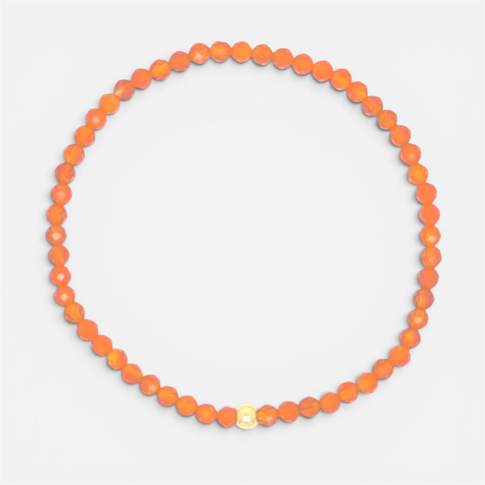 Faceted carnelian stretch bracelet with gold-filled accent bead