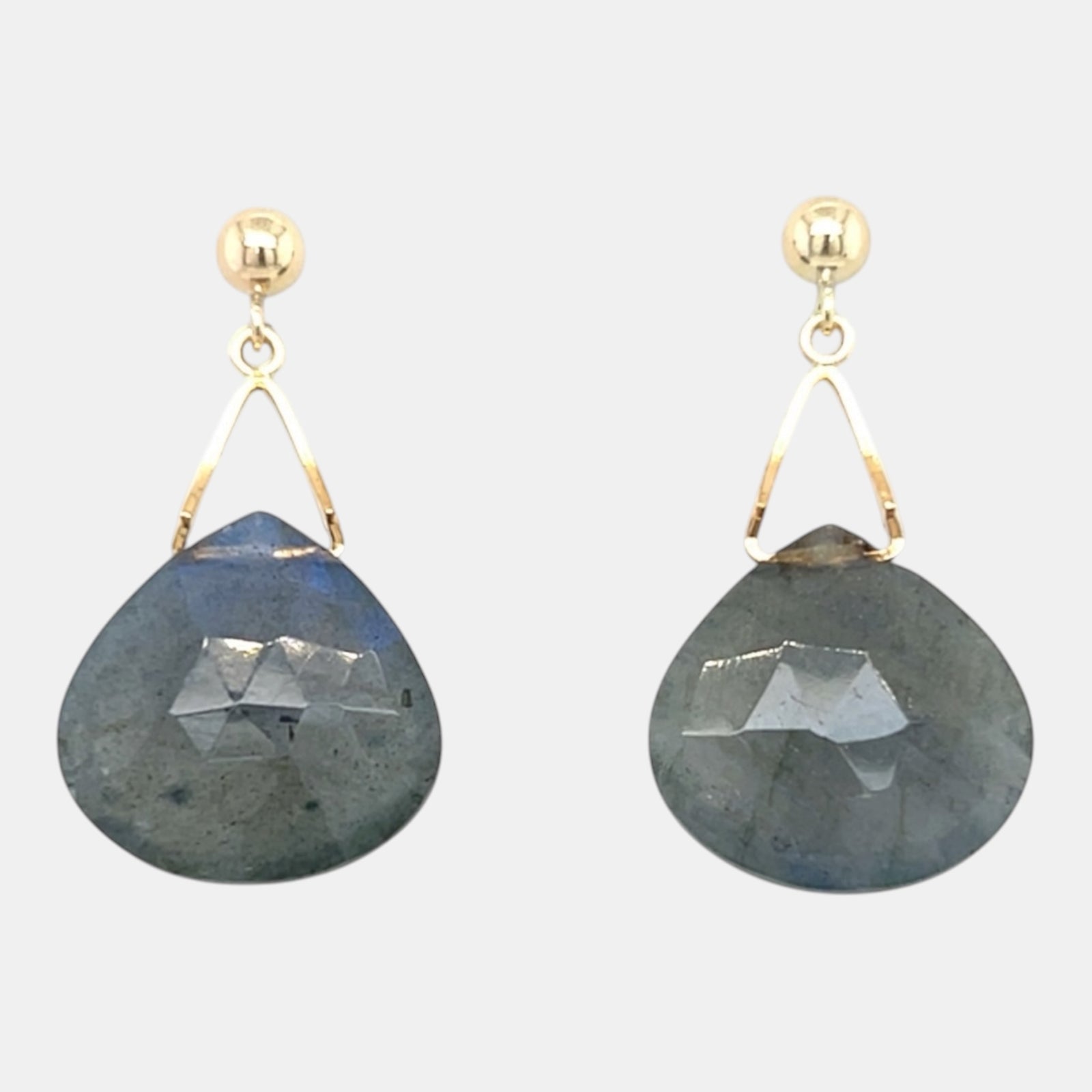 Faceted gray labradorite drop earrings with gold-filled posts