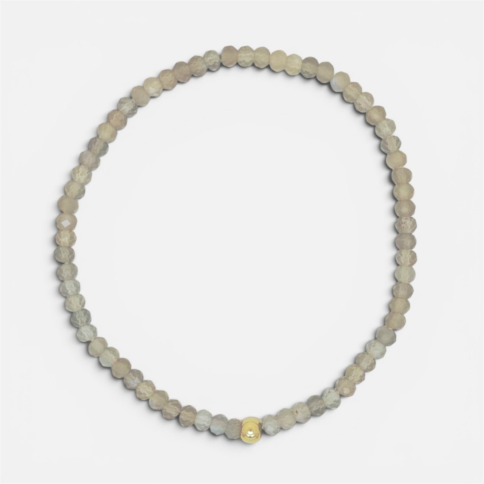 Faceted labradorite stretch bracelet with gold-filled accent bead