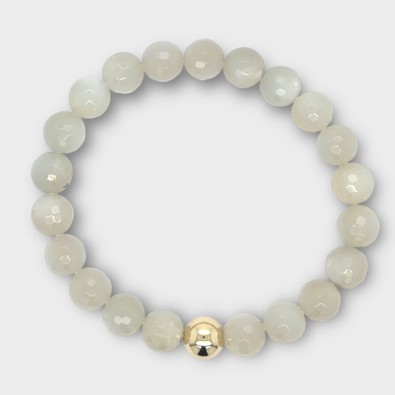 Faceted moonstone stretch bracelet with 14K gold-filled accent bead