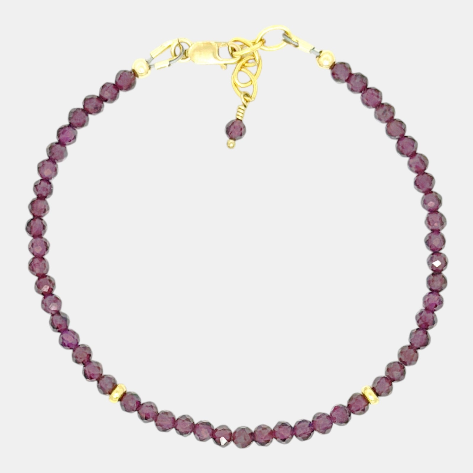 Natural garnet bracelet with faceted deep red beads and gold-filled accents