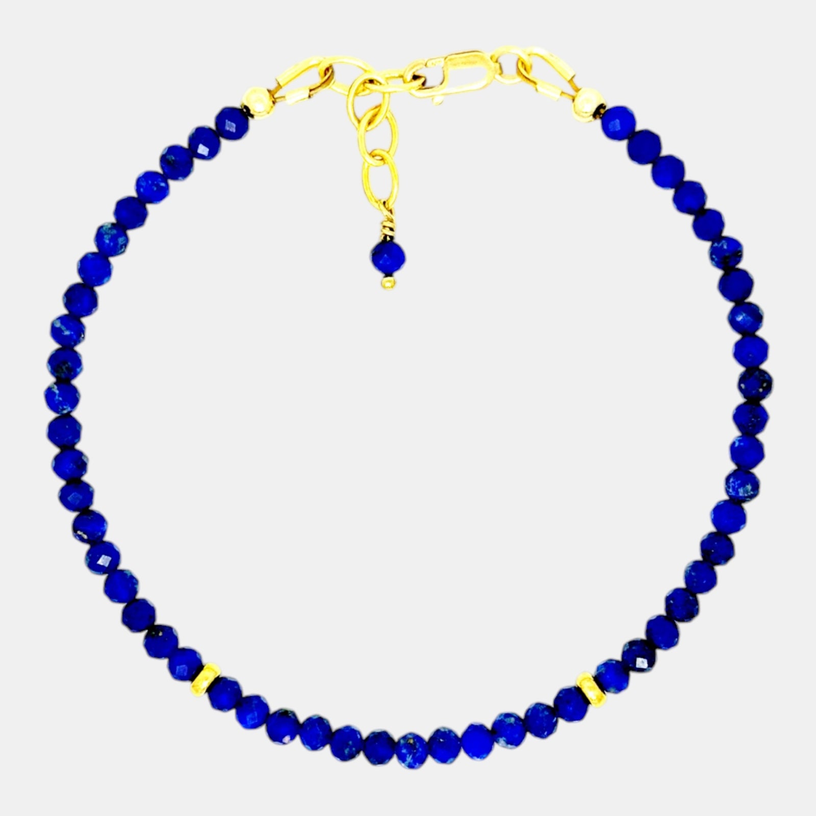 Natural faceted lapis lazuli bracelet with gold filled rondelles and lobster clasp