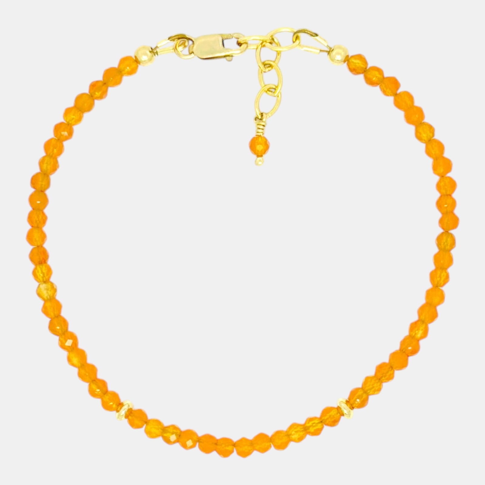 Natural carnelian bracelet with gold-filled accents.