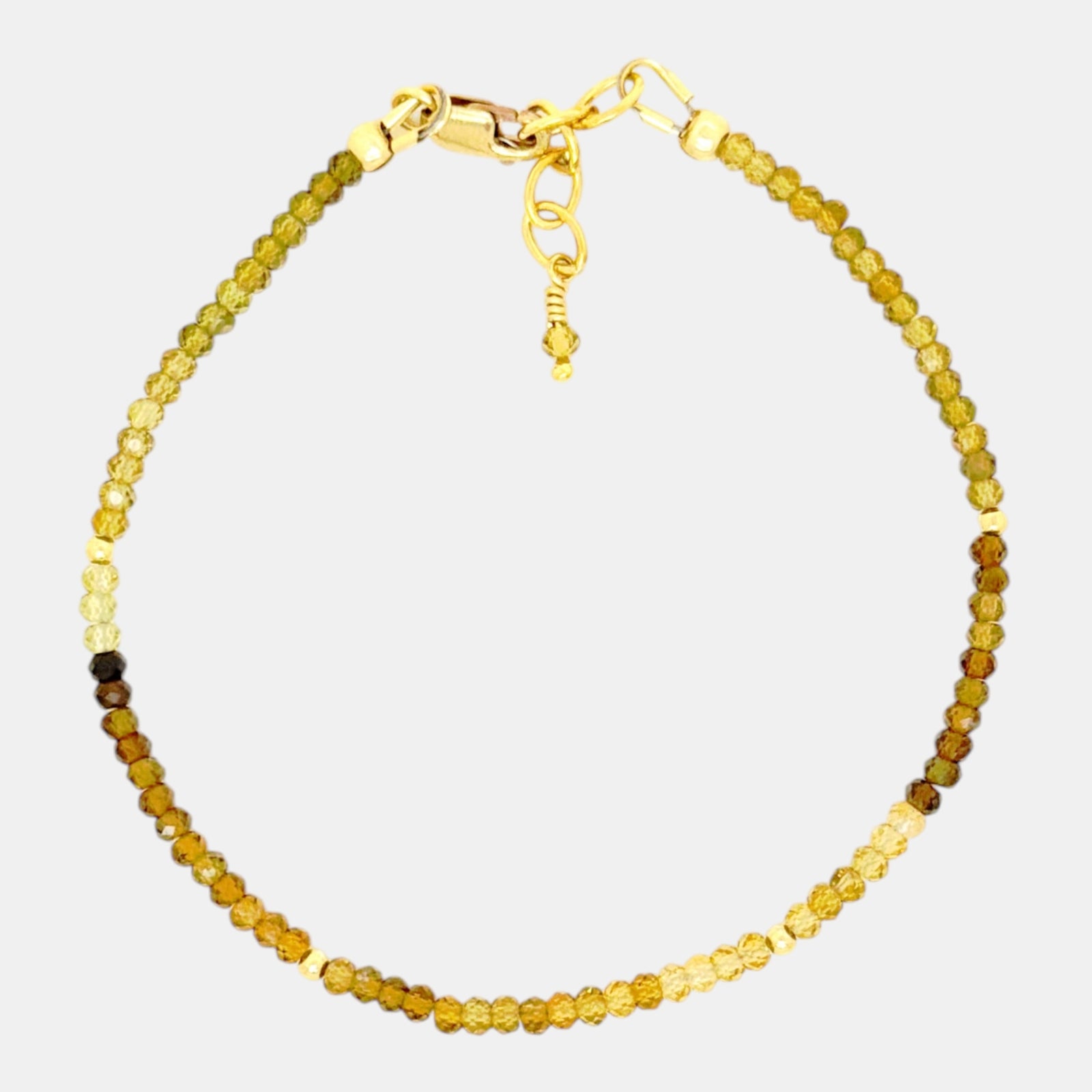 Natural multicolor tourmaline bracelet with 2.5 mm micro faceted beads and gold filled accents