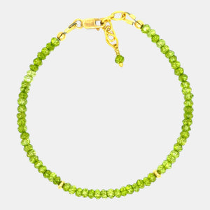 Natural peridot bracelet with gold-filled accent beads.
