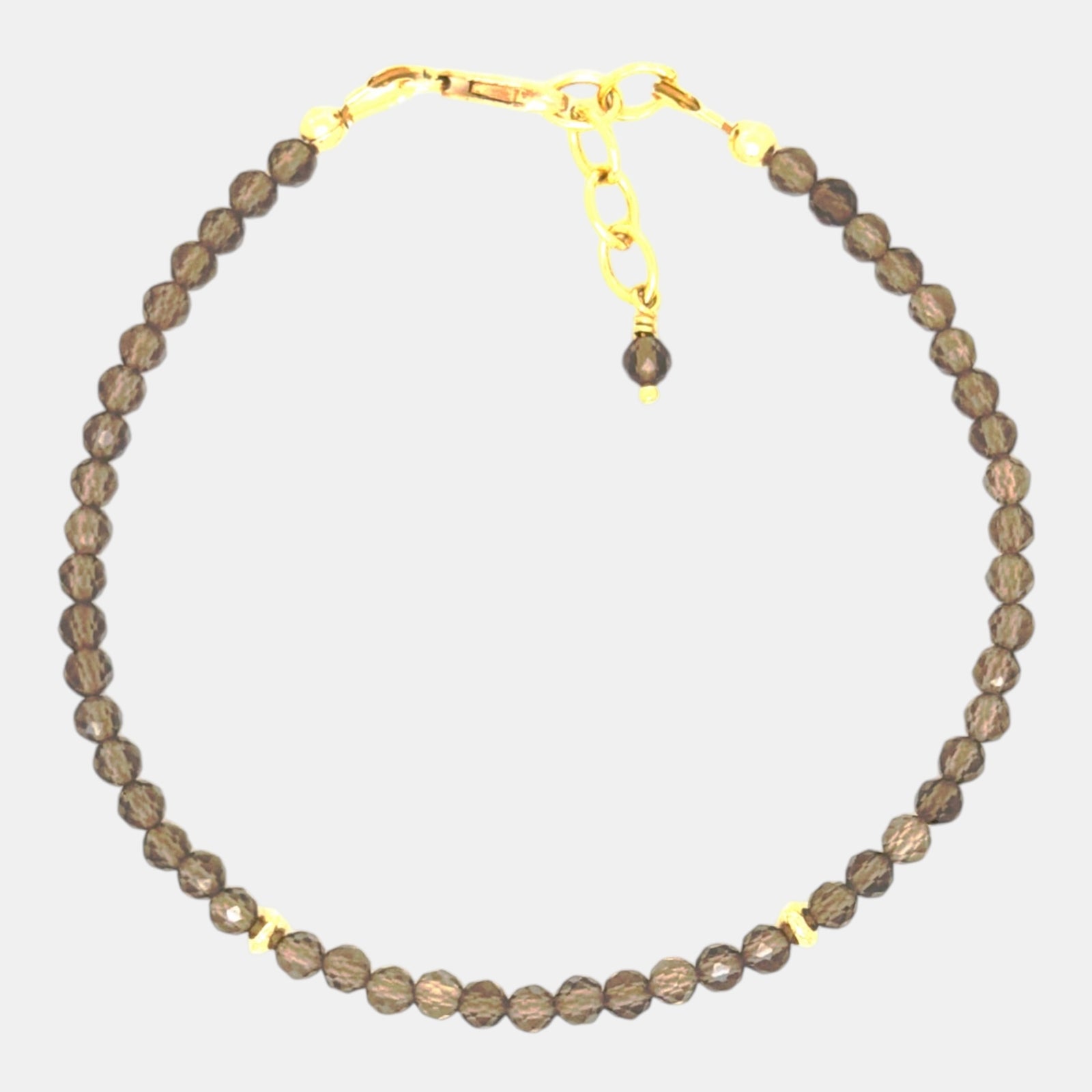Natural smoky quartz bracelet with gold-filled accents.