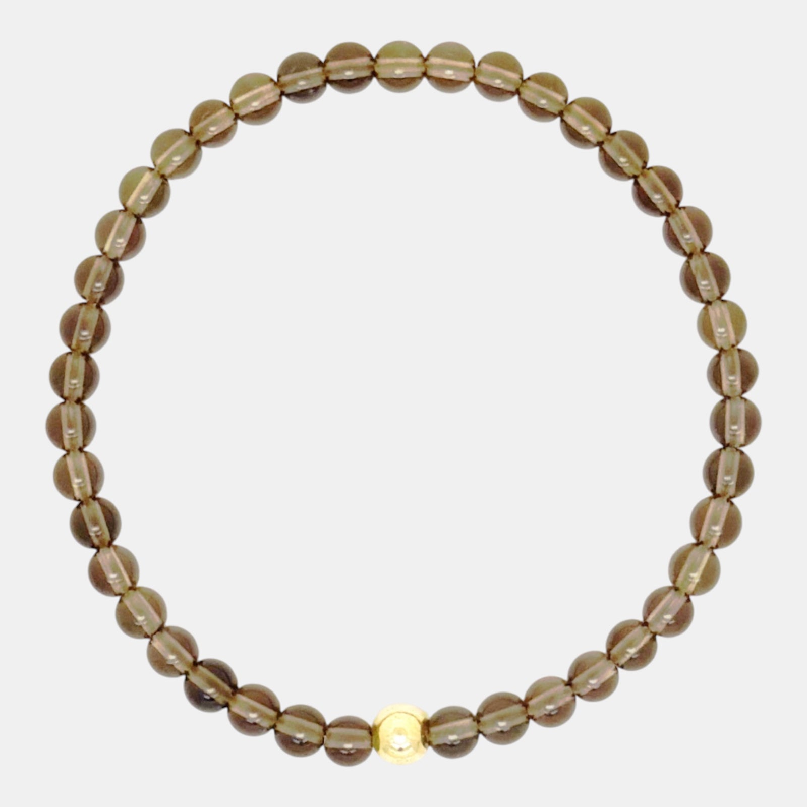 Smoky quartz stretch bracelet with gold-filled accent bead