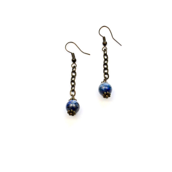 Lapis Lazuli and Brass Earrings
