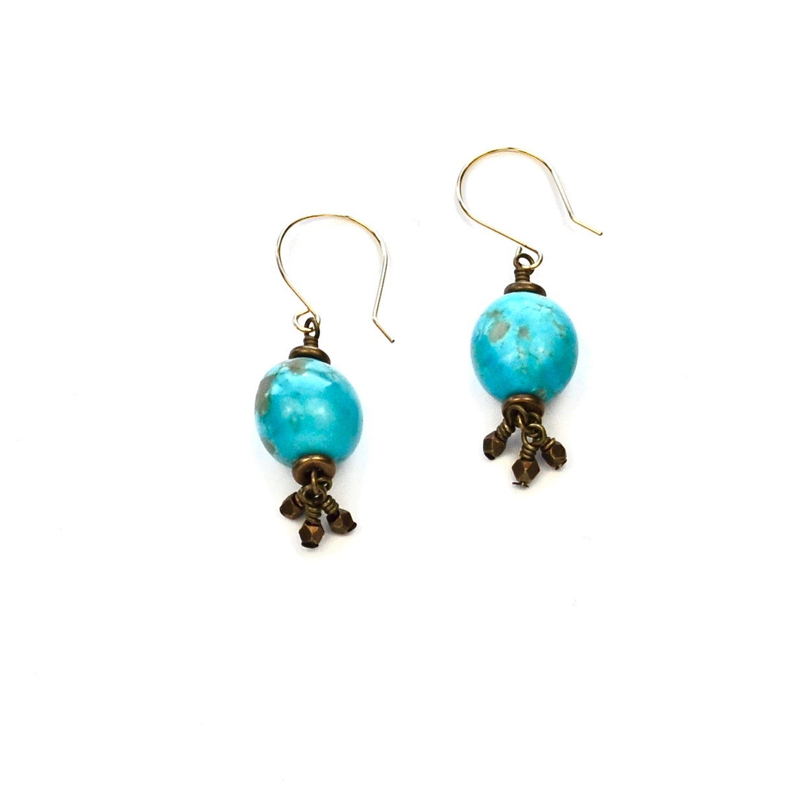 Turquoise and Brass Earrings